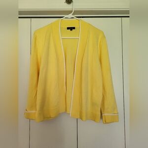Verve Ami Yellow Open-Front Cardigan with White Trim